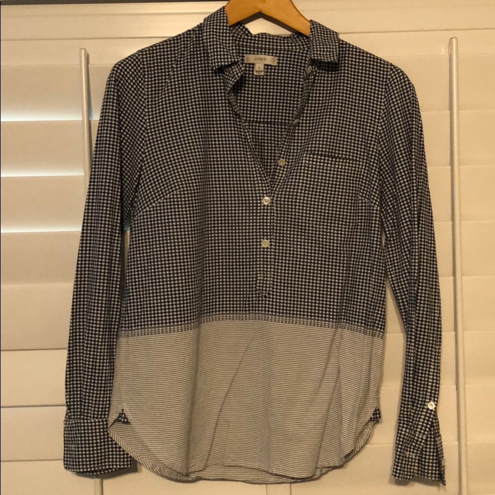 Jcrew 1/3 button down gingham top
